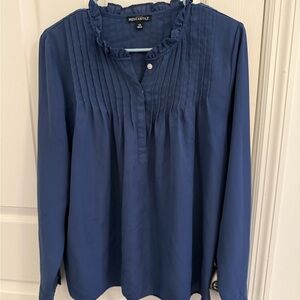 J. Crew Factory Navy Ruffle Blouse